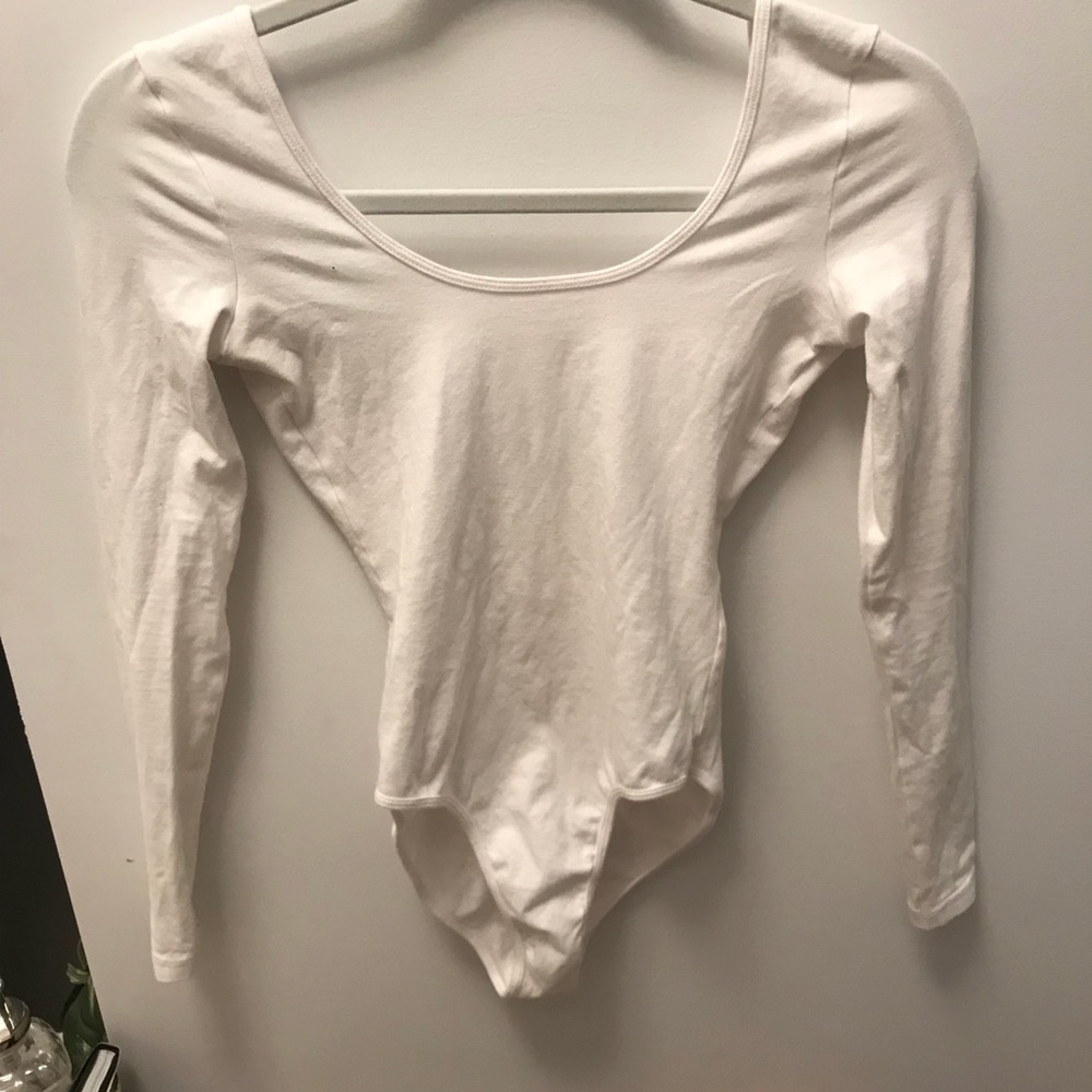 american apparel white long sleeve bodysuit